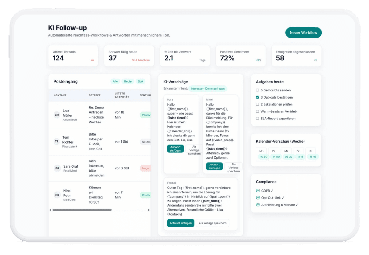 Kontakly AI follow-up interface